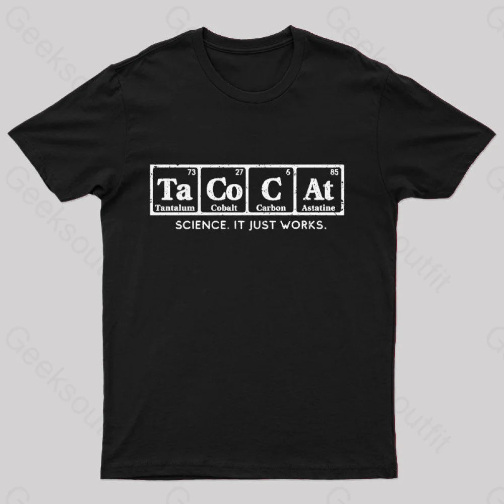 Tacocat Science It Just Works T-Shirt Black / S