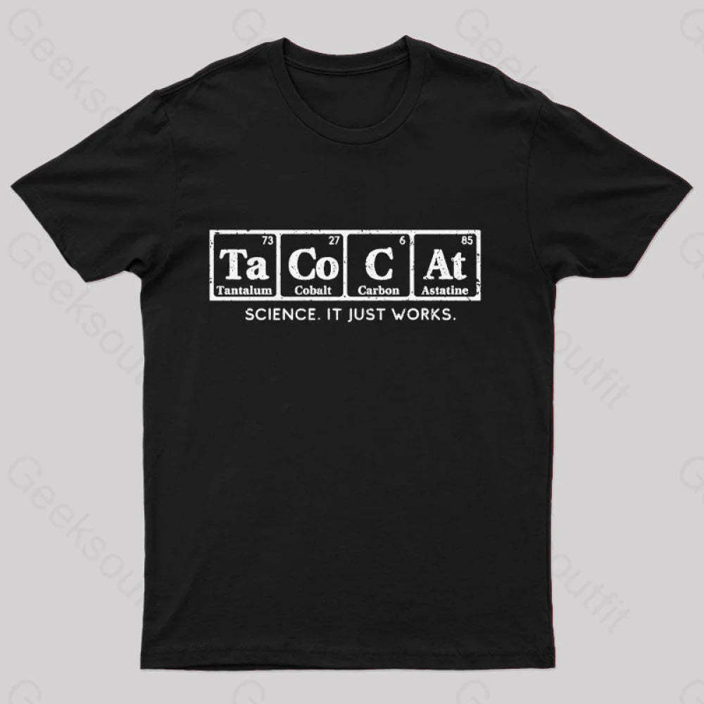 Tacocat Science It Just Works T-Shirt Black / S