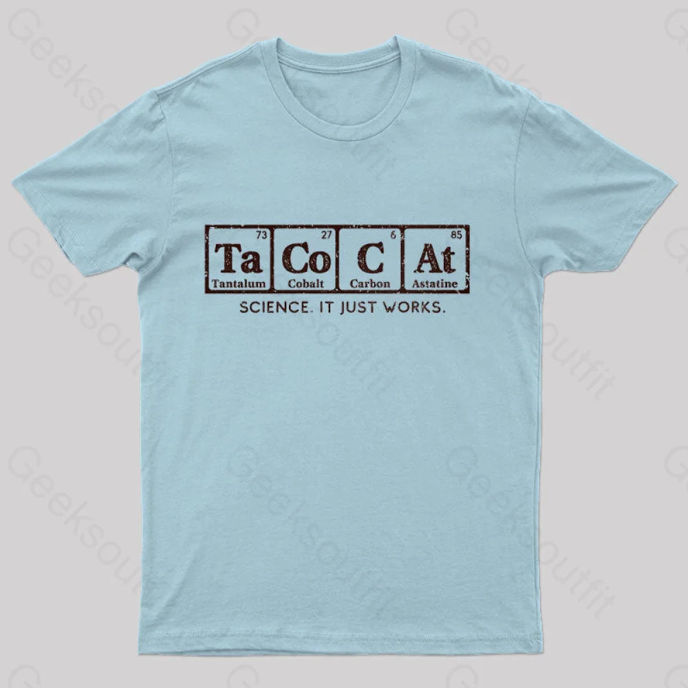 Tacocat Science It Just Works T-Shirt Light Blue / S