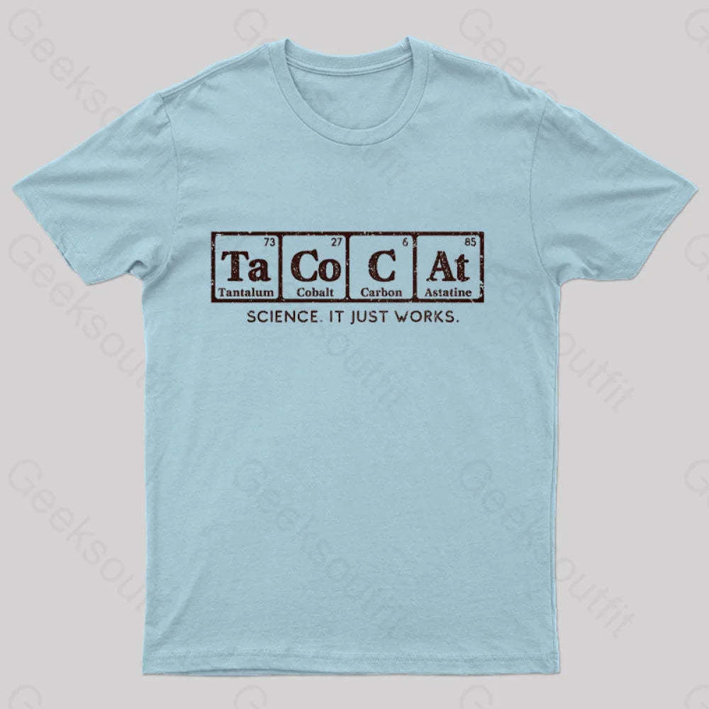 Tacocat Science It Just Works T-Shirt Light Blue / S