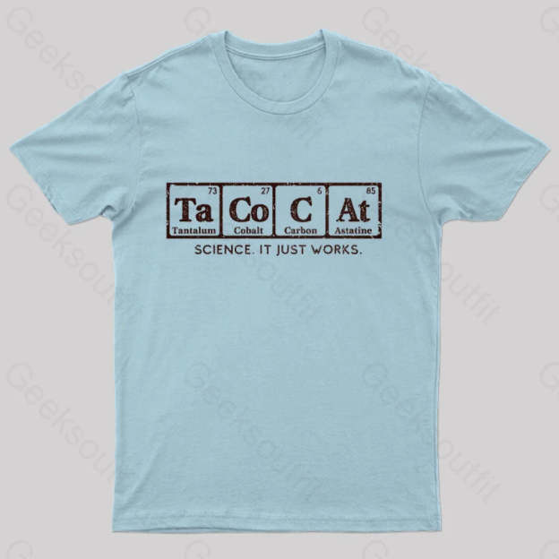 Tacocat Science It Just Works T-Shirt Light Blue / S