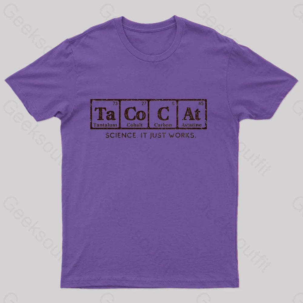 Tacocat Science It Just Works T-Shirt Purple / S