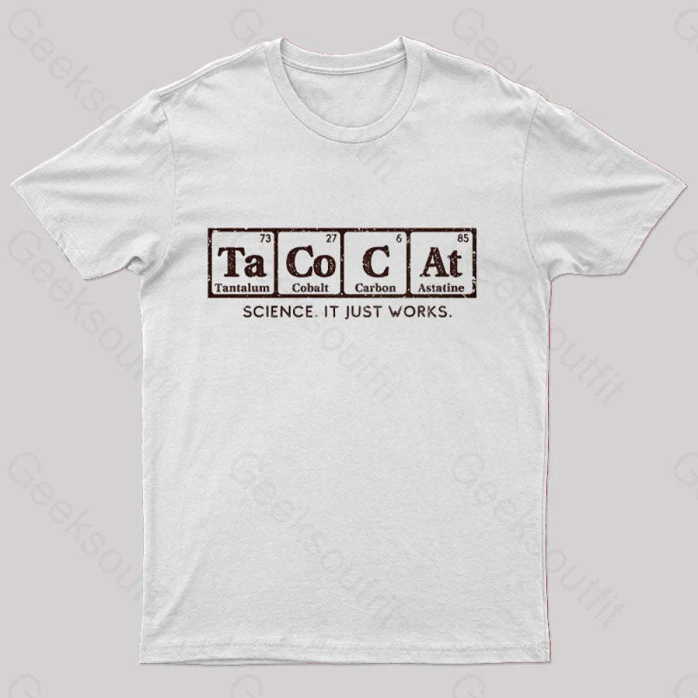 Tacocat Science It Just Works T-Shirt White / S