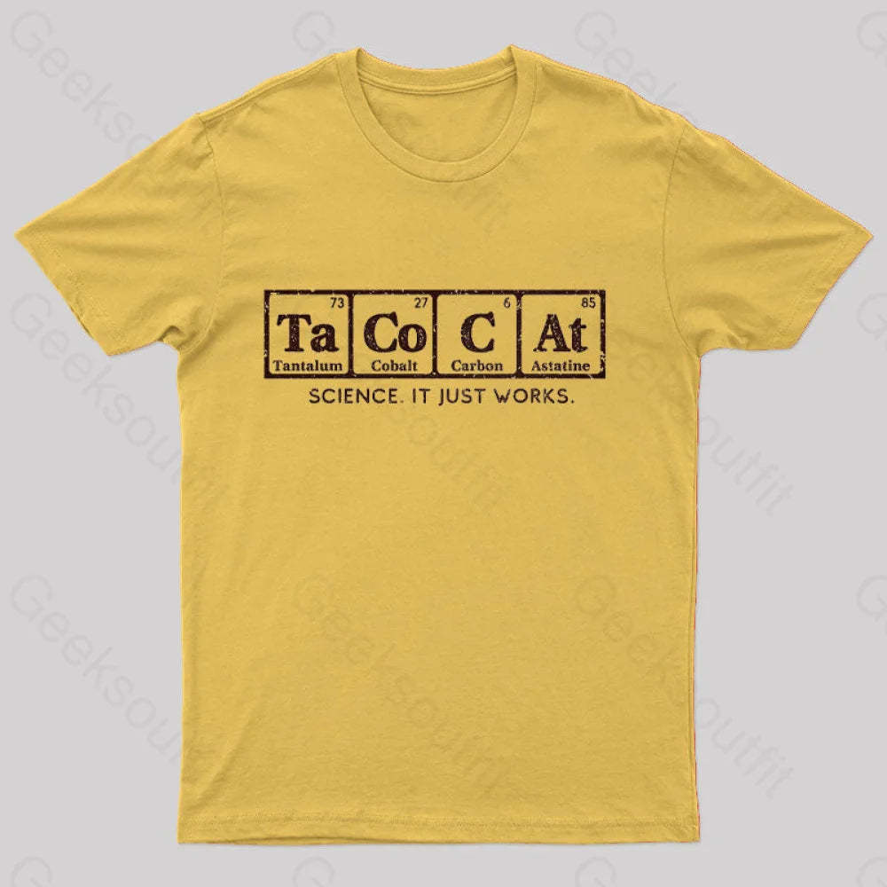 Tacocat Science It Just Works T-Shirt Yellow / S