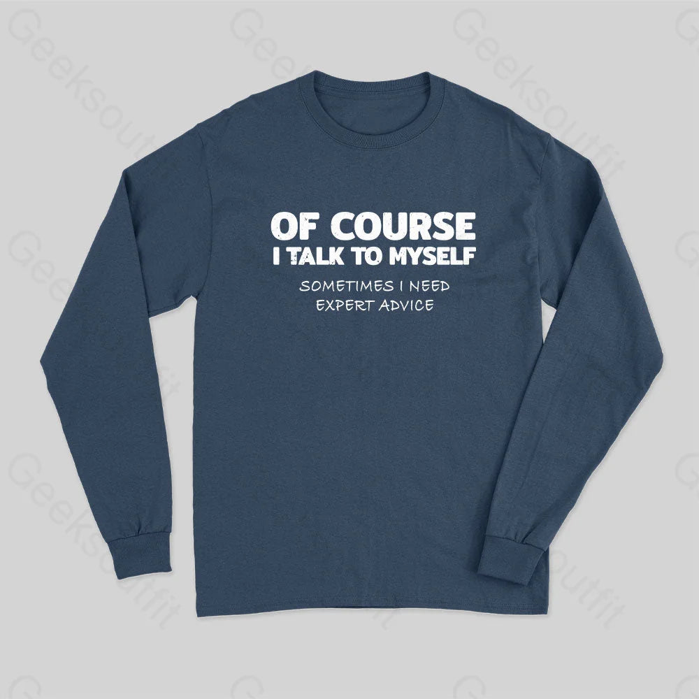 Talk To Myself Long Sleeve T-Shirt Navy / S
