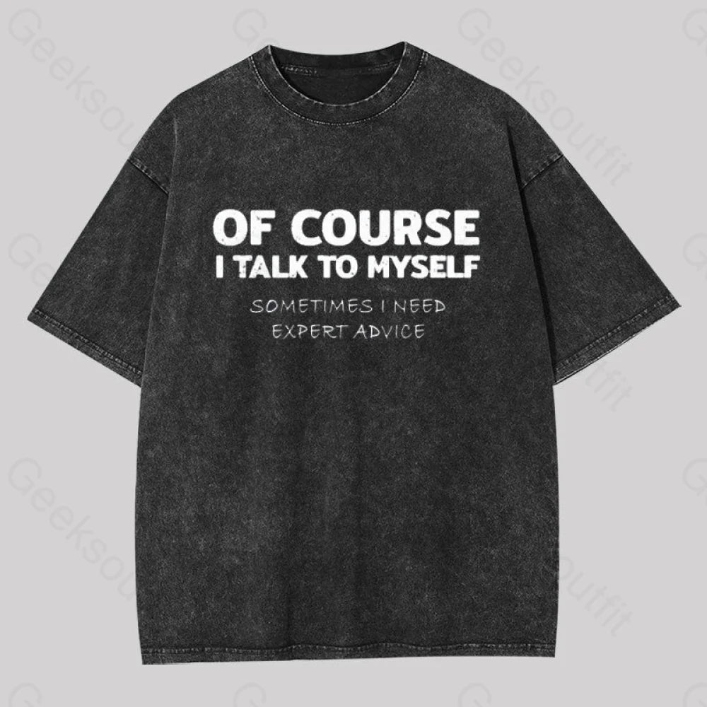 Talk To Myself Washed T-Shirt Black / S