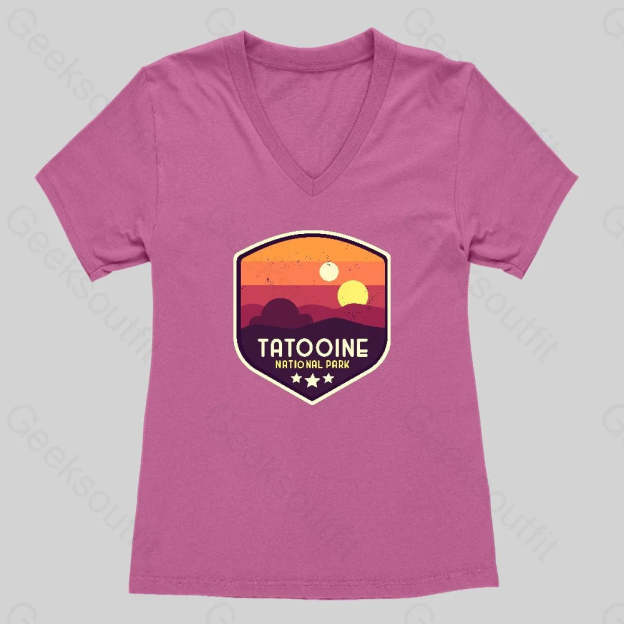 Tatooine National Park Emblem Women's V-Neck T-shirt - Geeksoutfit