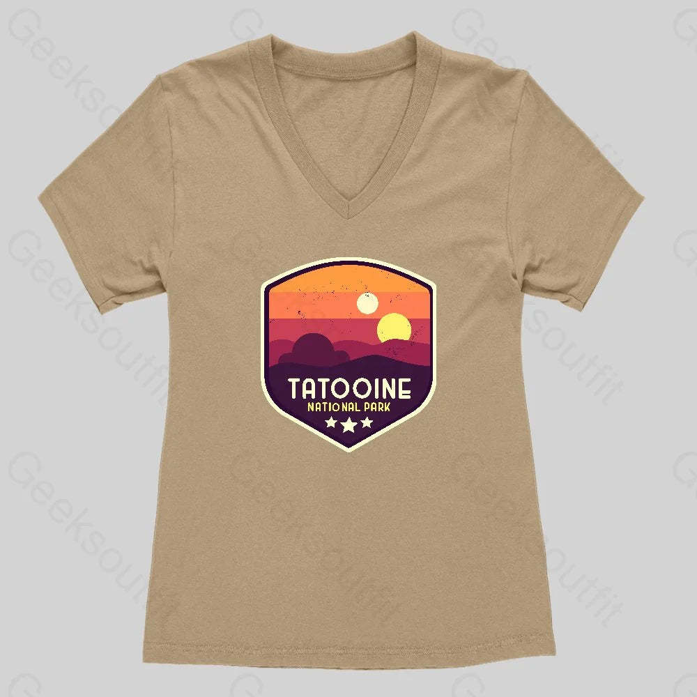 Tatooine National Park Emblem Women's V-Neck T-shirt - Geeksoutfit