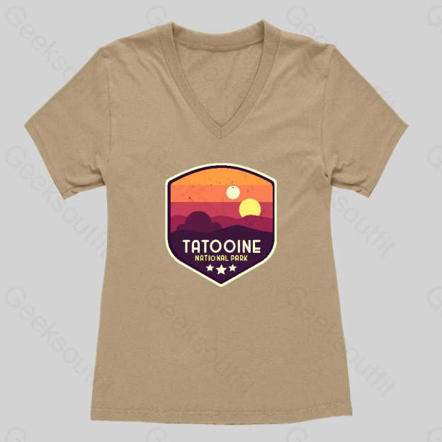 Tatooine National Park Emblem Women's V-Neck T-shirt - Geeksoutfit