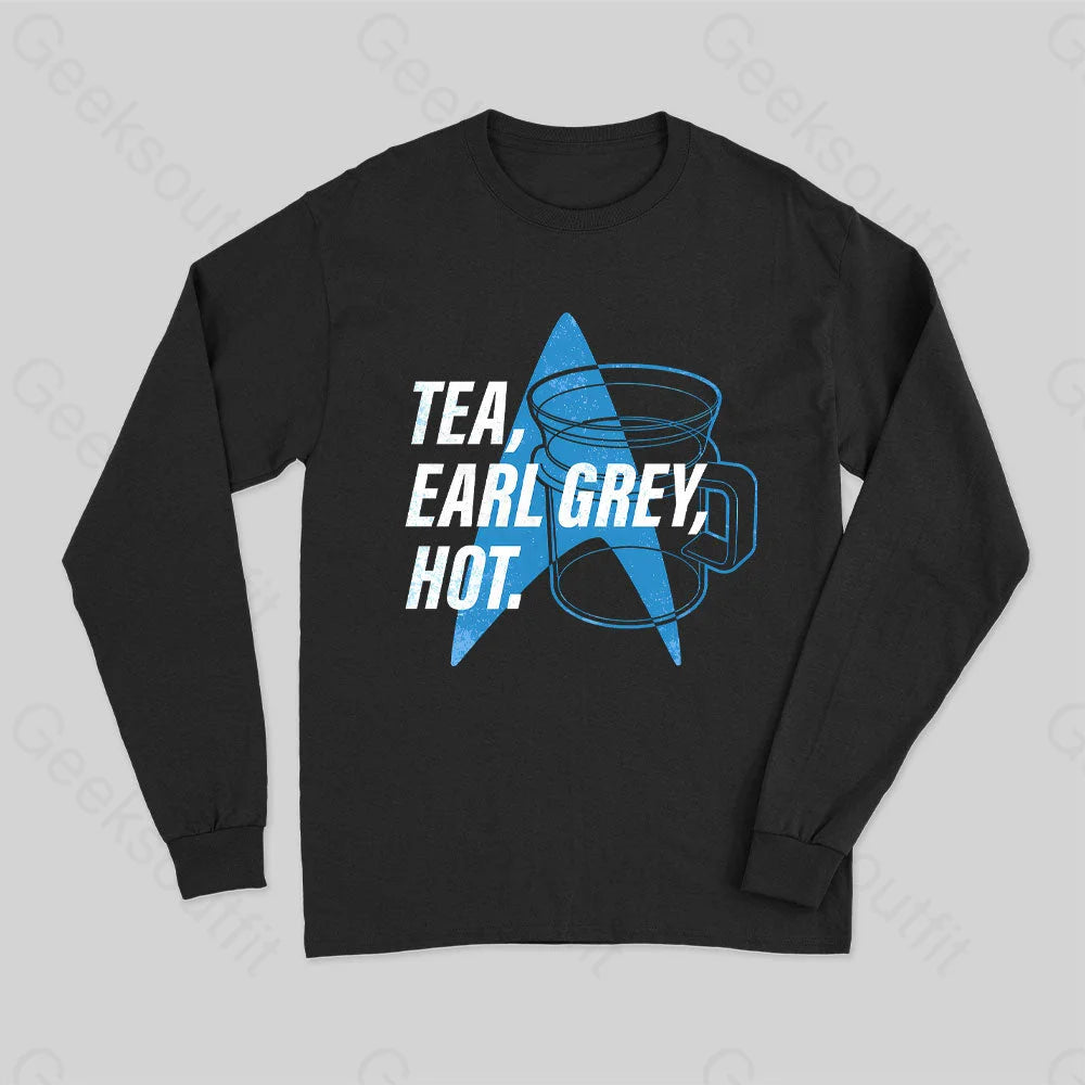 Tea Earl Grey Hot Distressed Poster Tank Top Long Sleeve T-Shirt Black / S
