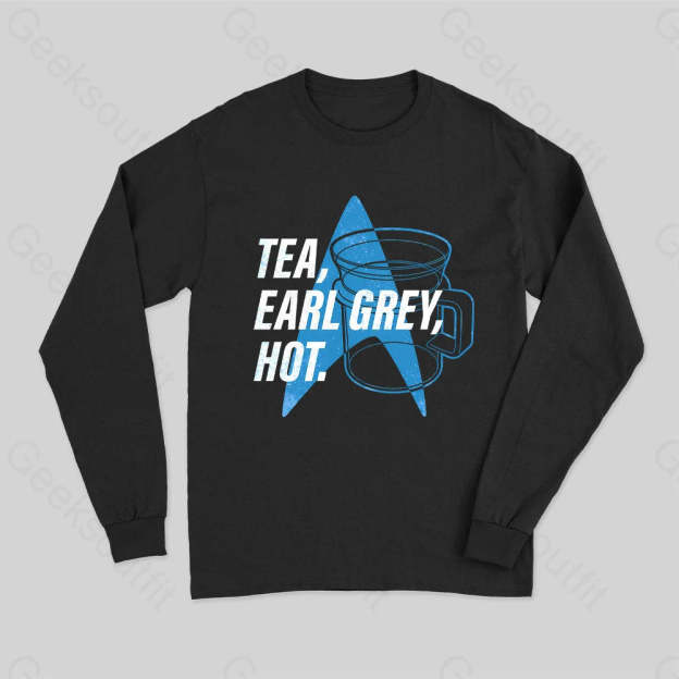 Tea Earl Grey Hot Distressed Poster Tank Top Long Sleeve T-Shirt Black / S