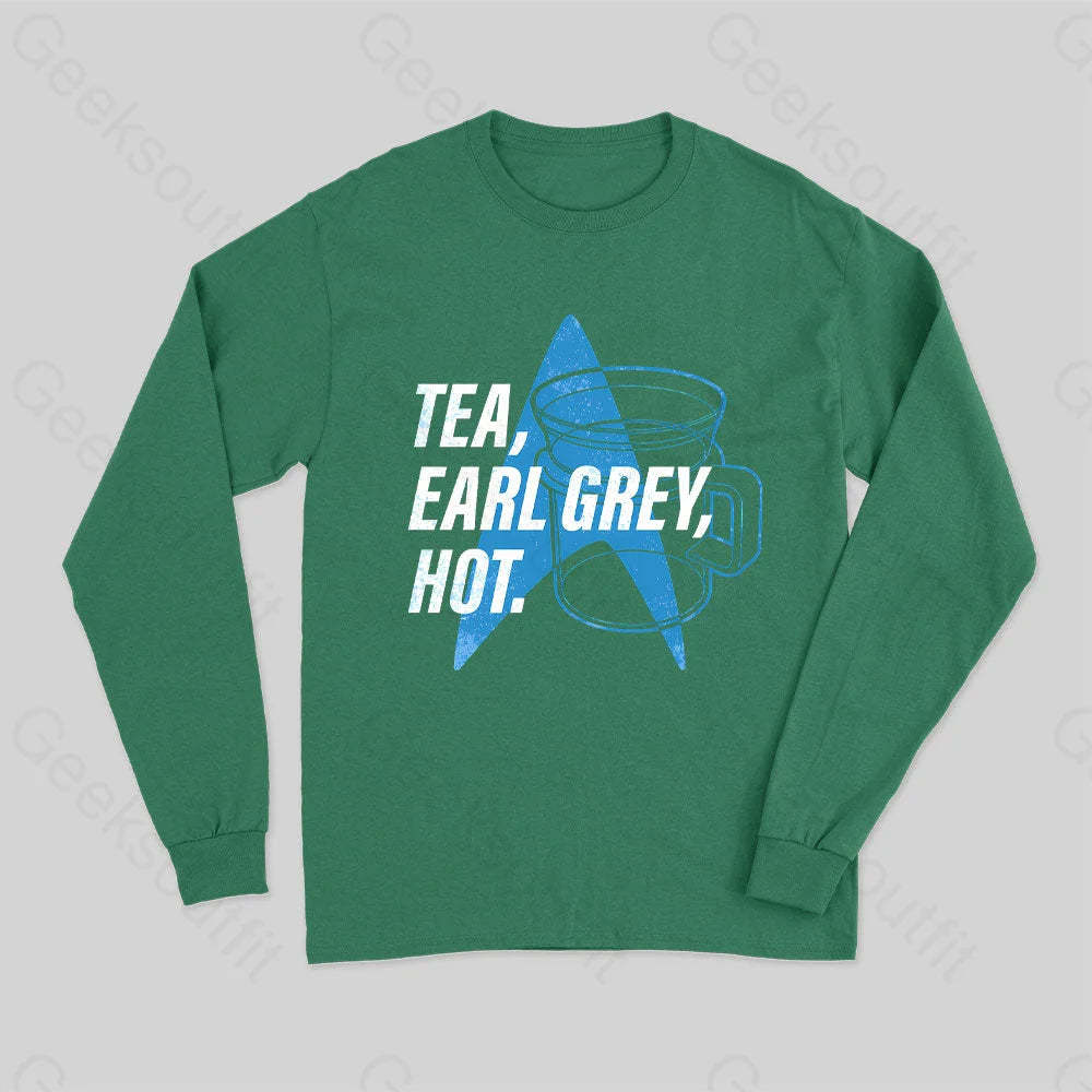 Tea Earl Grey Hot Distressed Poster Tank Top Long Sleeve T-Shirt Green / S