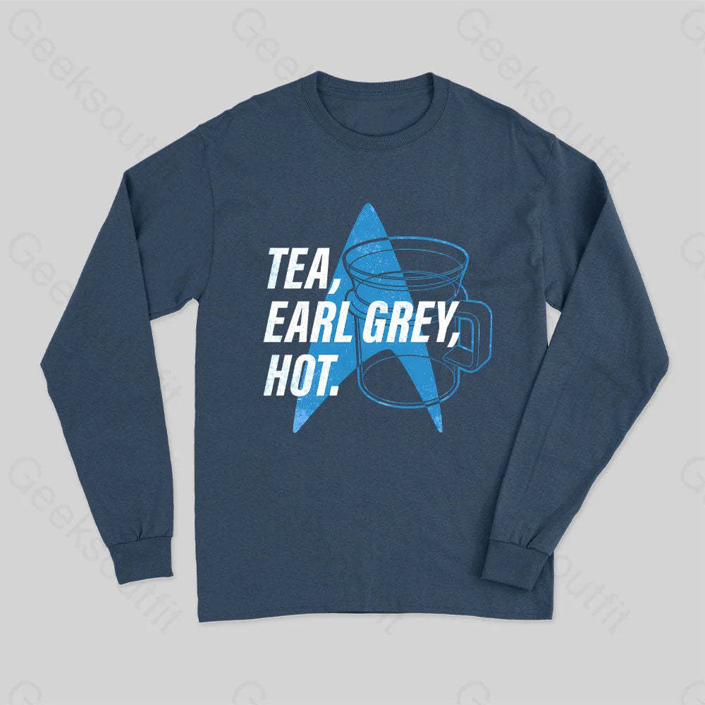 Tea Earl Grey Hot Distressed Poster Tank Top Long Sleeve T-Shirt Navy / S
