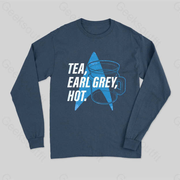 Tea Earl Grey Hot Distressed Poster Tank Top Long Sleeve T-Shirt Navy / S