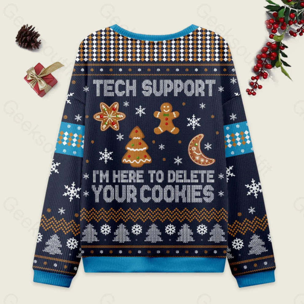Geeksoutfit Tech Support Computer Programmer Blue Ugly Christmas Fuzzy ...