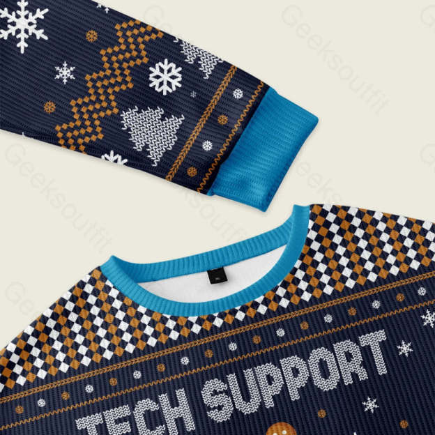 Geeksoutfit Tech Support Computer Programmer Blue Ugly Christmas Fuzzy ...