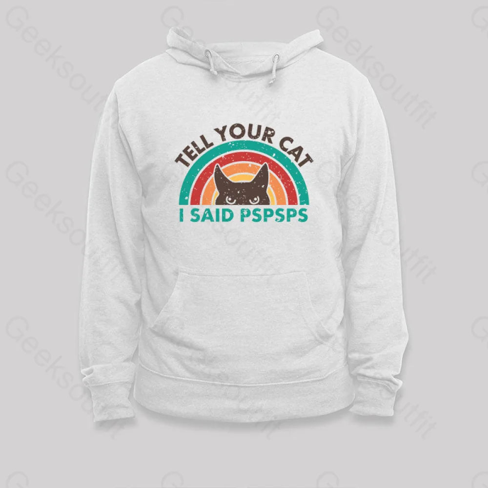 Tell Your Cat Top Retro Rainbow Hoodie White / S