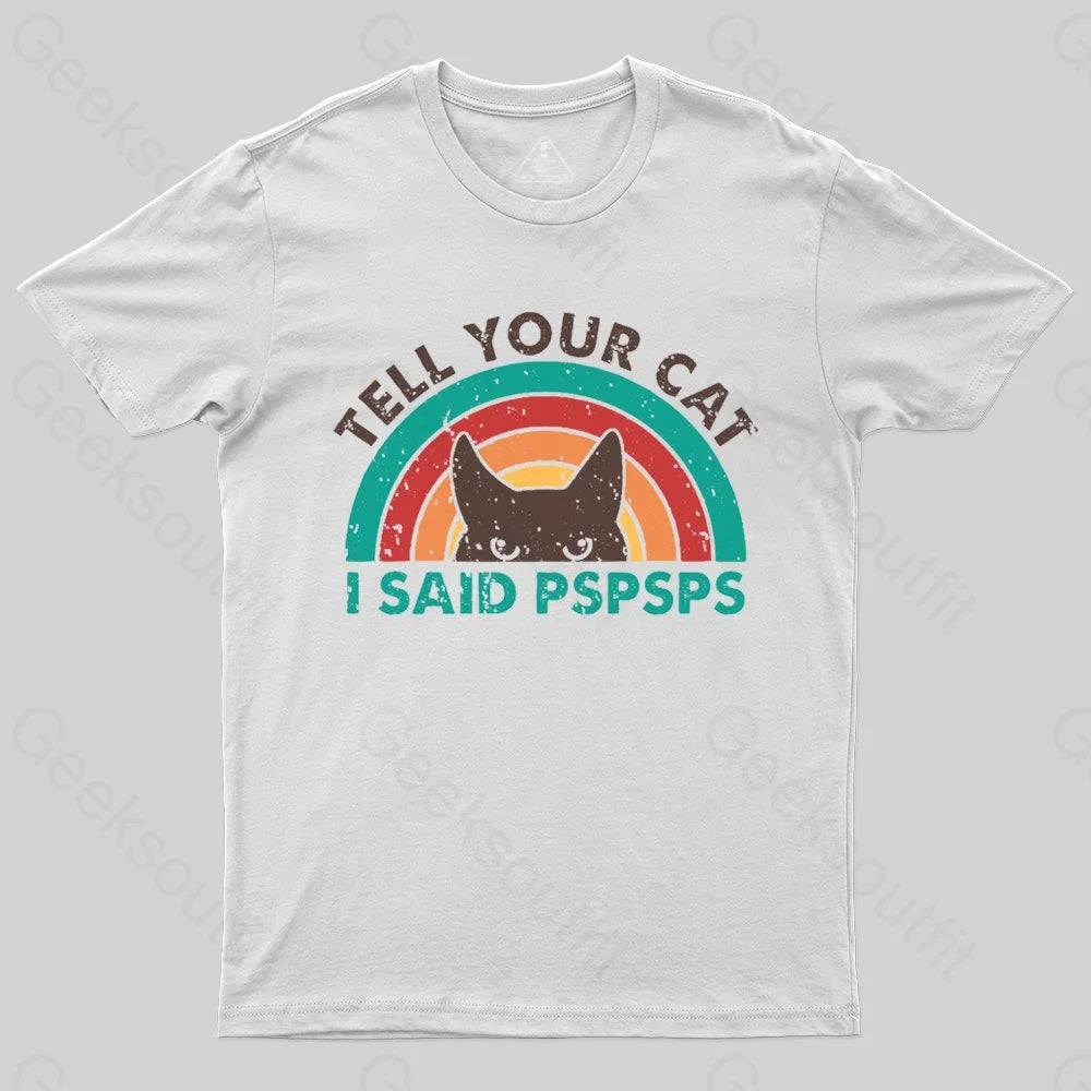 Tell Your Cat Top Retro Cat Rainbow T-shirt - Geeksoutfit
