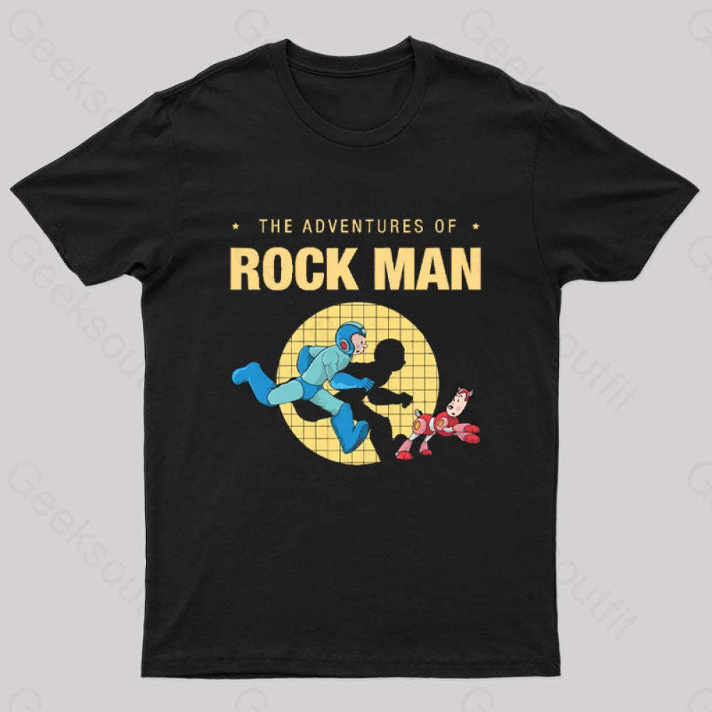 The Adventure Of Rockman Geek T-Shirt Black / S
