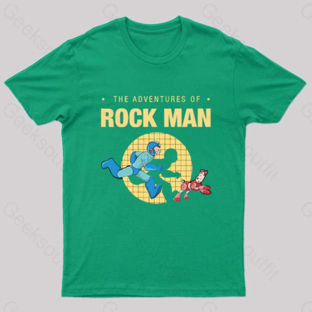 The Adventure Of Rockman Geek T-Shirt Green / S