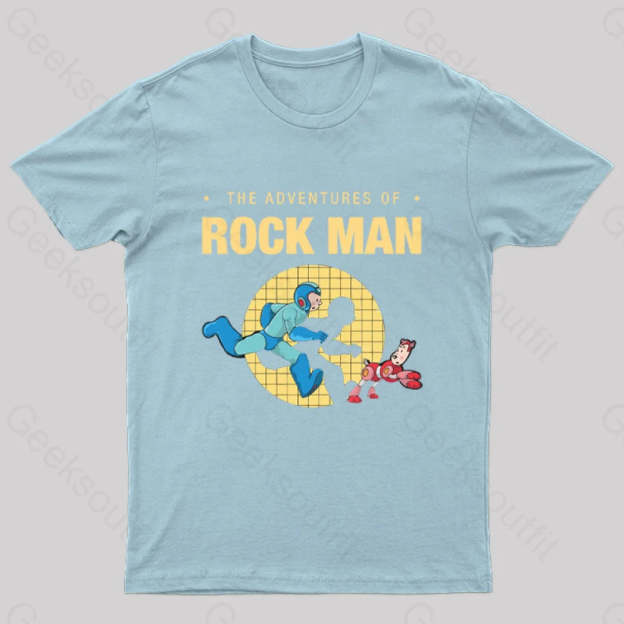 The Adventure Of Rockman Geek T-Shirt Light Blue / S