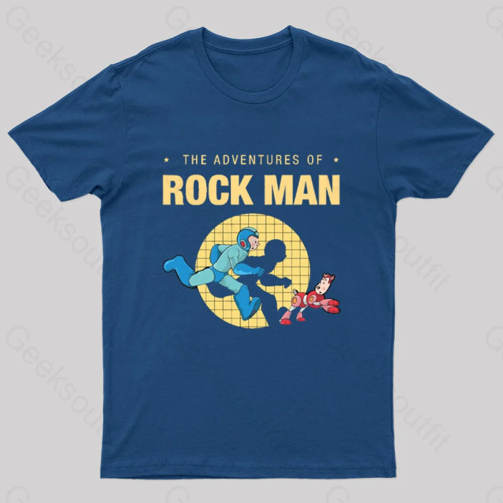 The Adventure Of Rockman Geek T-Shirt Navy / S