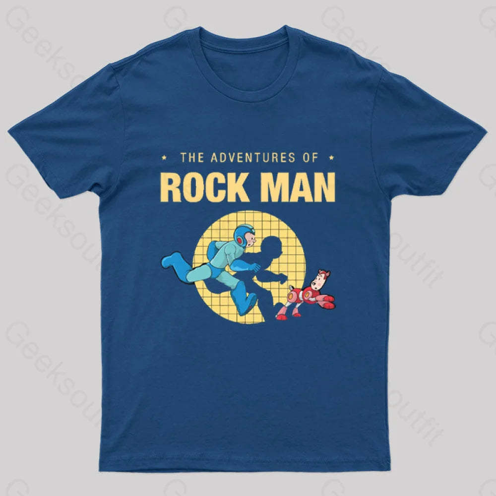 The Adventure Of Rockman Geek T-Shirt Navy / S