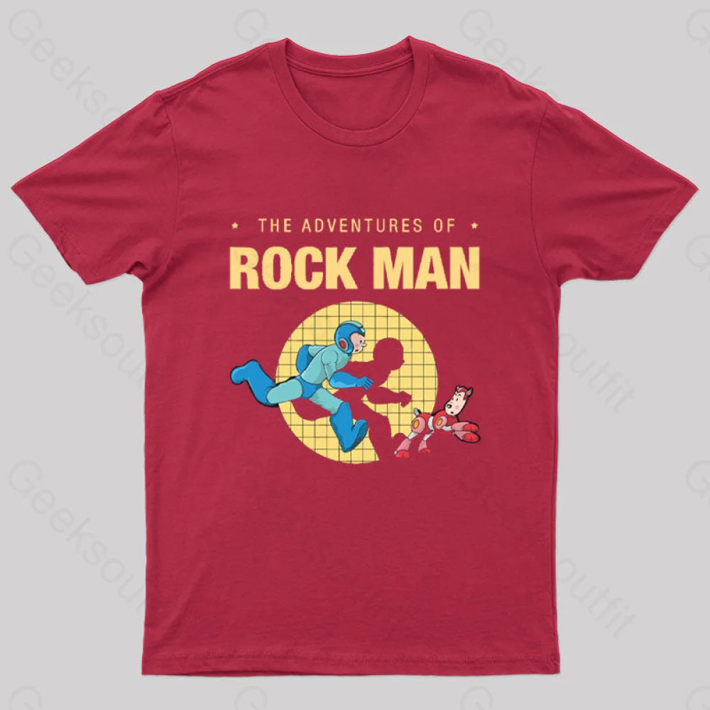 The Adventure Of Rockman Geek T-Shirt Red / S