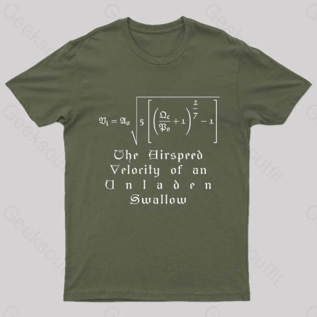 The Airspeed Velocity Of An Unladen Swallow Nerd T-Shirt Army Green / S