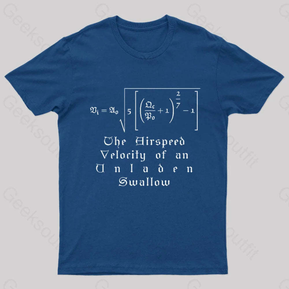 The Airspeed Velocity Of An Unladen Swallow Nerd T-Shirt Navy / S