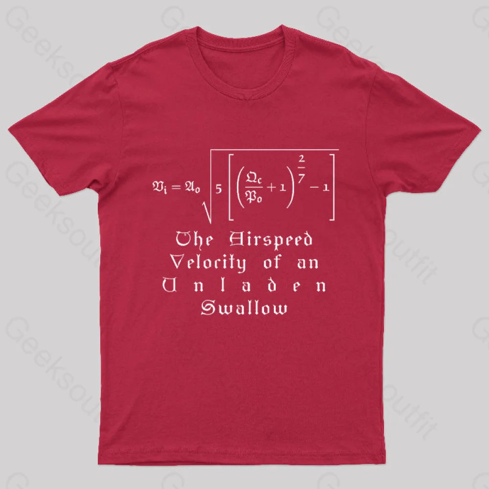 The Airspeed Velocity Of An Unladen Swallow Nerd T-Shirt Red / S