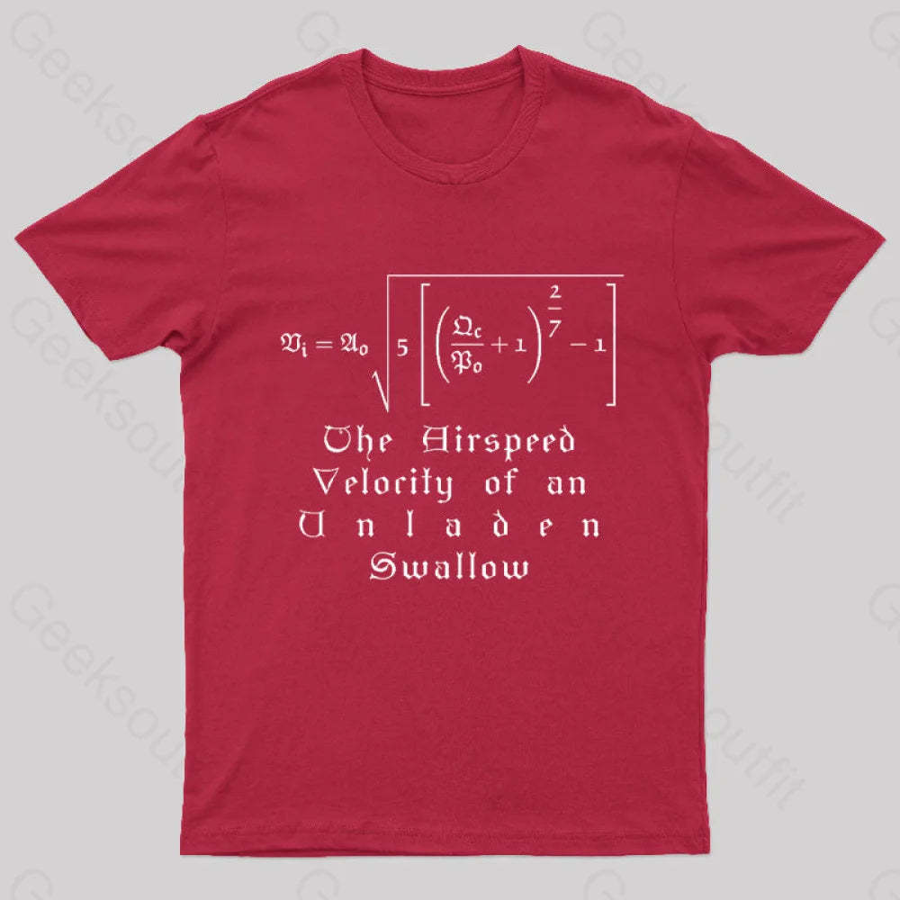 The Airspeed Velocity Of An Unladen Swallow Nerd T-Shirt Red / S