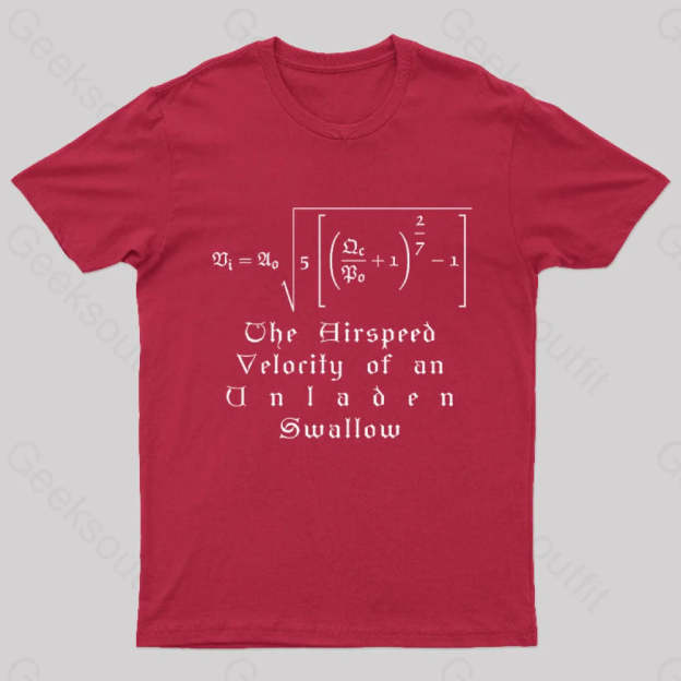 The Airspeed Velocity Of An Unladen Swallow Nerd T-Shirt Red / S