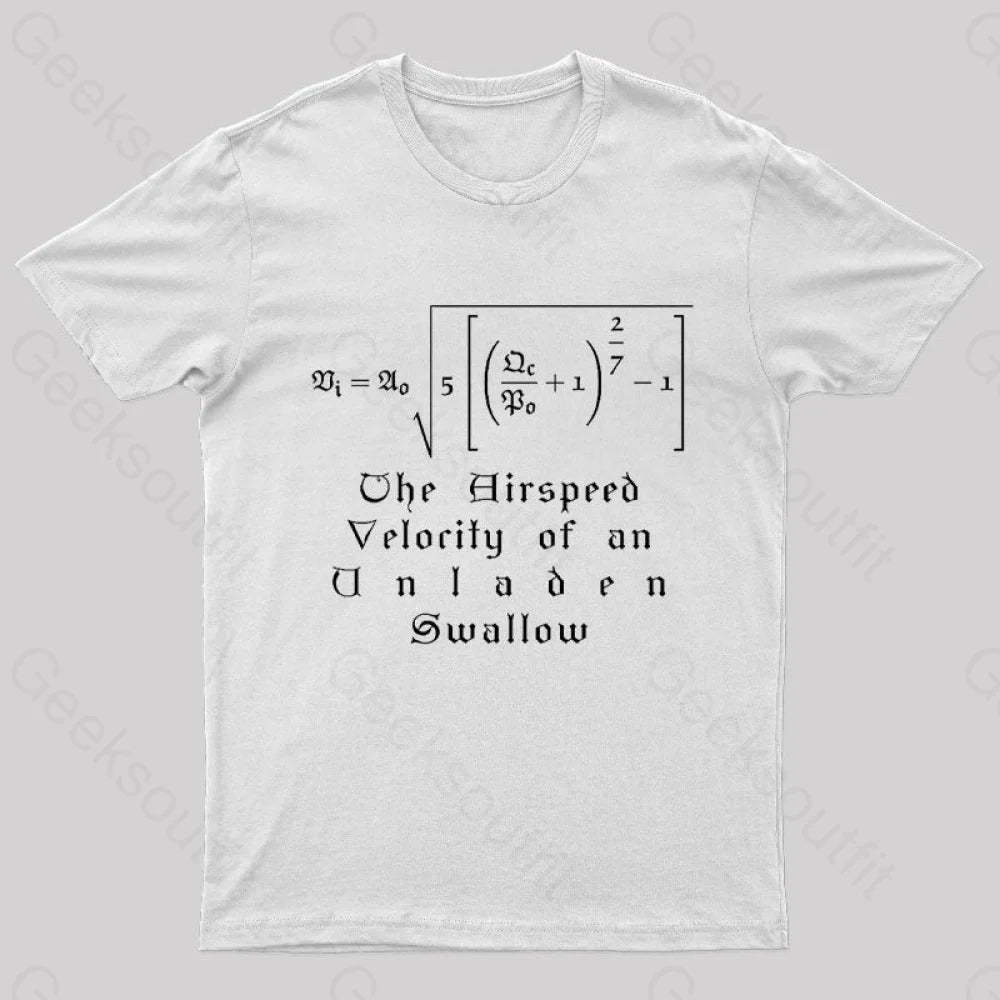 The Airspeed Velocity Of An Unladen Swallow Nerd T-Shirt White / S