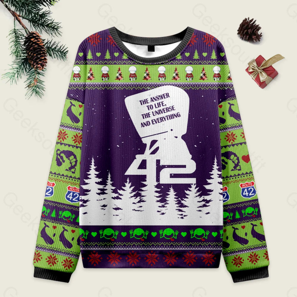 The Answer To Everything Ugly Christmas Sweater Men??s Style-S