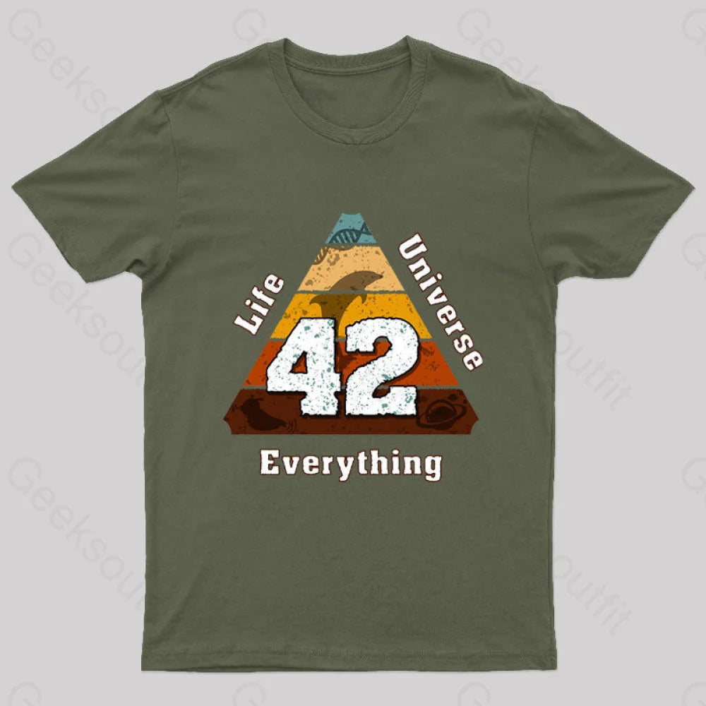 The Answer To Life Universe And Everything Is Simple Nerd T-Shirt Army Green / S