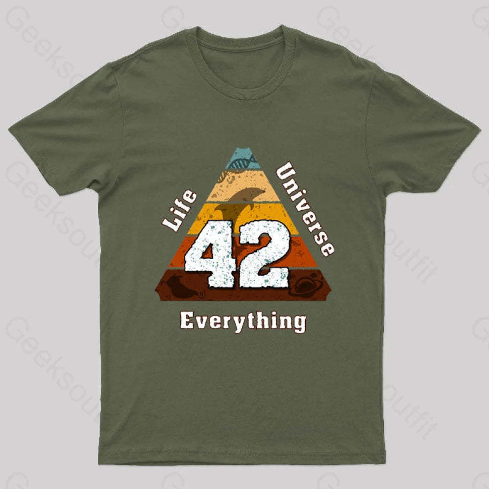 The Answer To Life Universe And Everything Is Simple Nerd T-Shirt Army Green / S