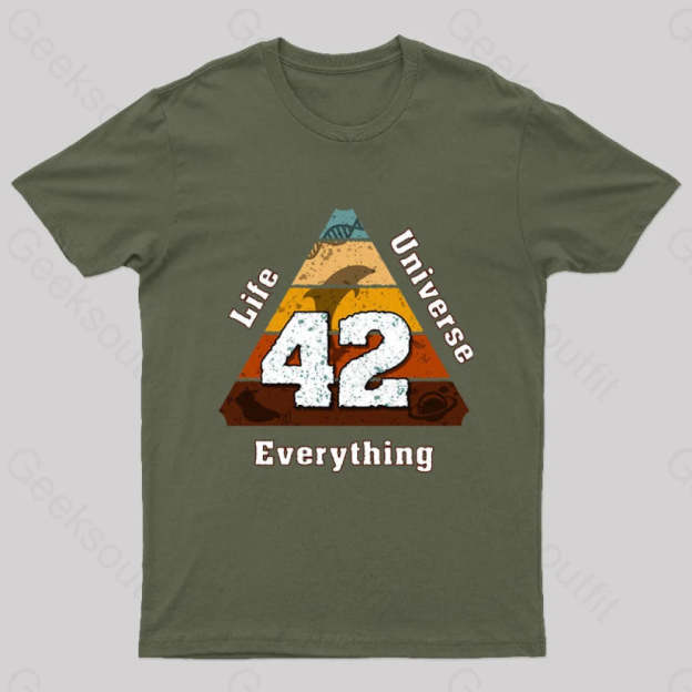 The Answer To Life Universe And Everything Is Simple Nerd T-Shirt Army Green / S