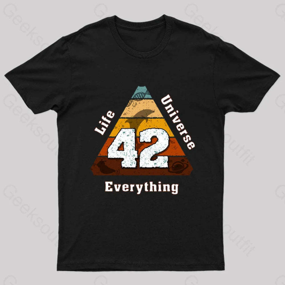 The Answer To Life Universe And Everything Is Simple Nerd T-Shirt Black / S