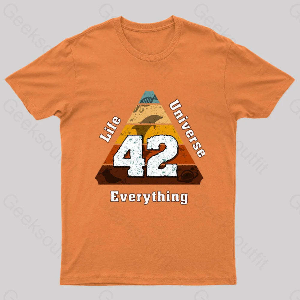 The Answer To Life Universe And Everything Is Simple Nerd T-Shirt Orange / S