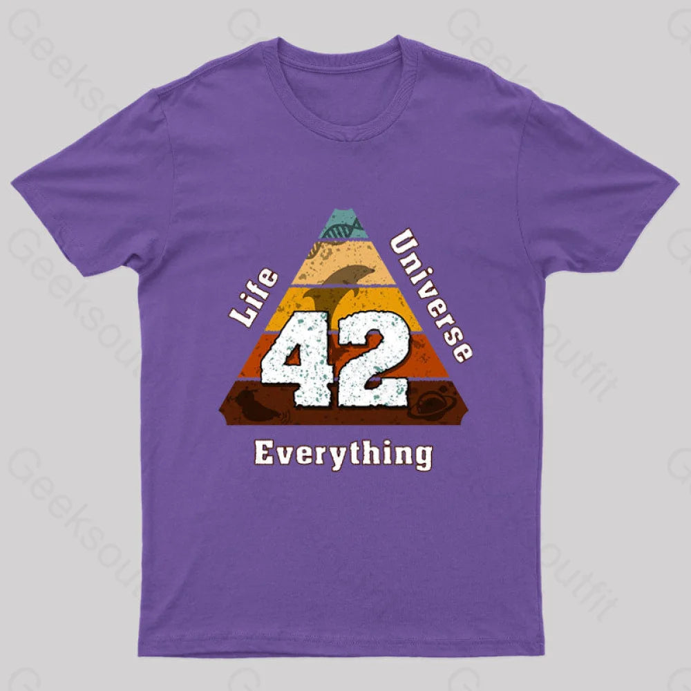 The Answer To Life Universe And Everything Is Simple Nerd T-Shirt Purple / S