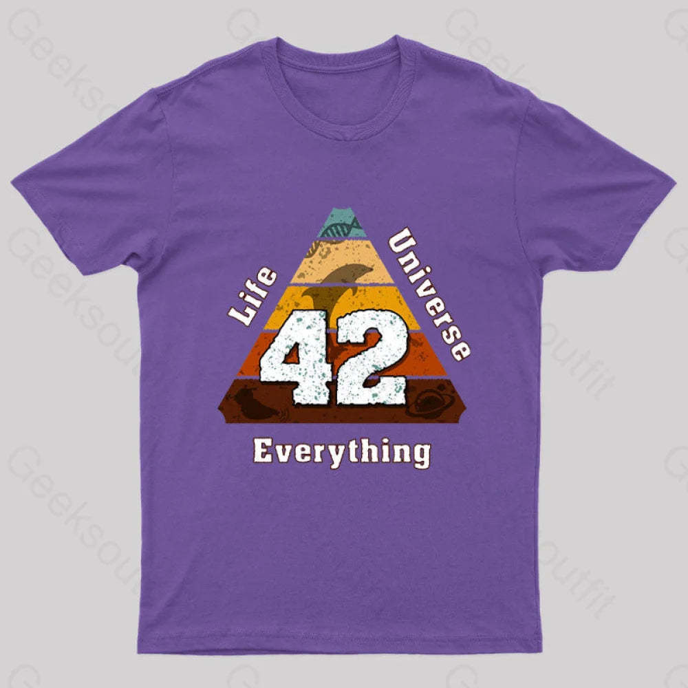 The Answer To Life Universe And Everything Is Simple Nerd T-Shirt Purple / S