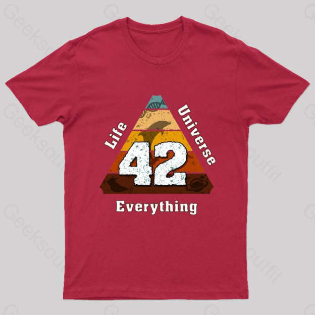 The Answer To Life Universe And Everything Is Simple Nerd T-Shirt Red / S