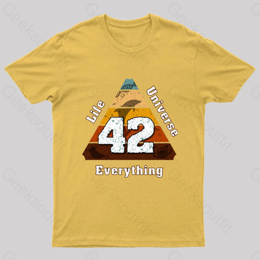 The Answer To Life Universe And Everything Is Simple Nerd T-Shirt Yellow / S