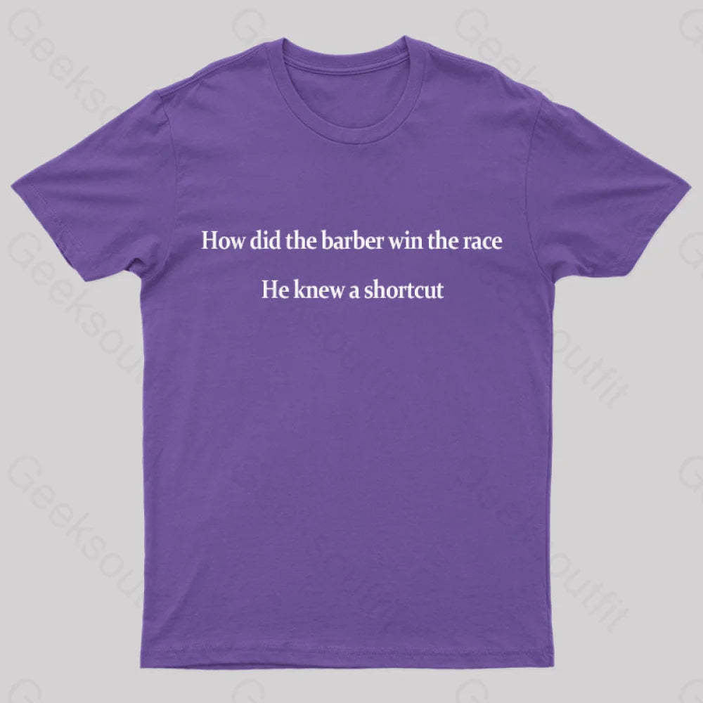 The Barber Win Race Geek T-Shirt Purple / S