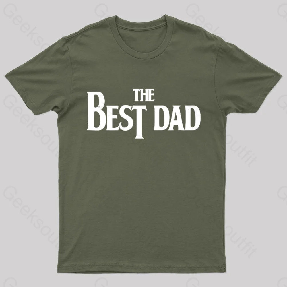 The Best Dad Nerd T-Shirt Army Green / S