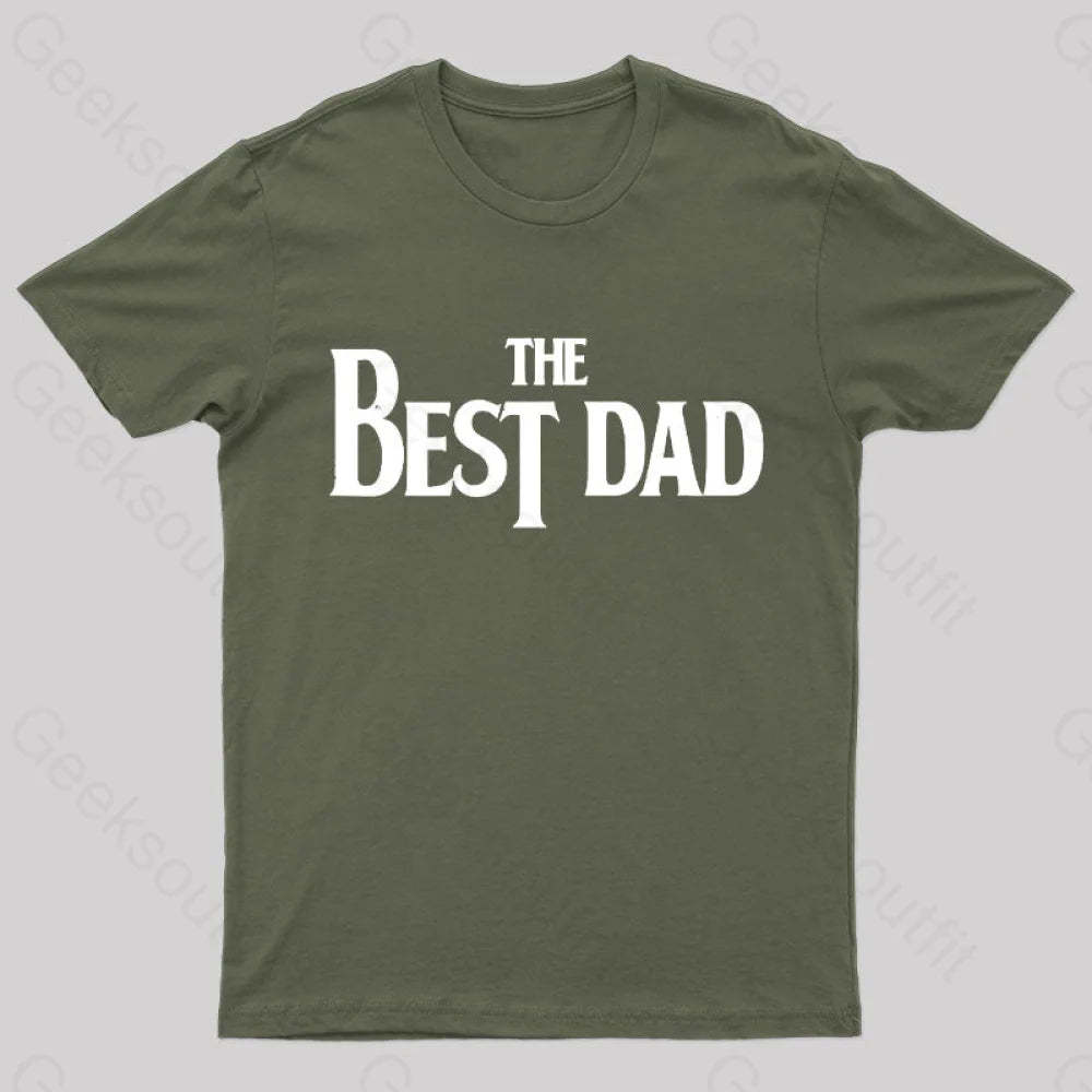 The Best Dad Nerd T-Shirt Army Green / S