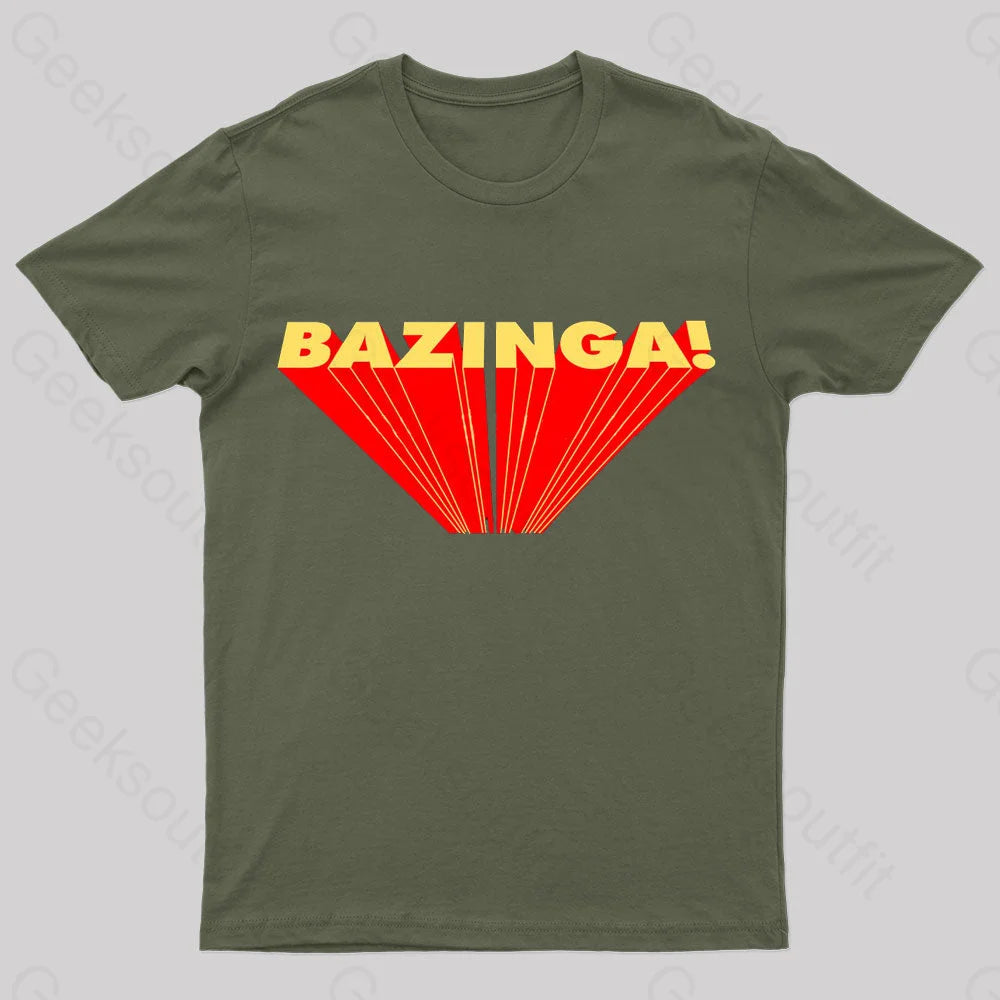 The Big Bang Theory Bazinga Geek T-Shirt Army Green / S