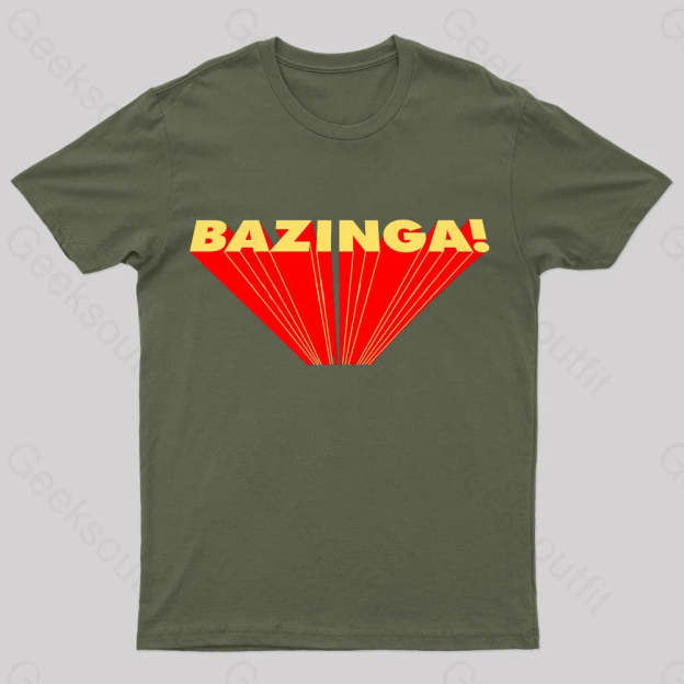 The Big Bang Theory Bazinga Geek T-Shirt Army Green / S
