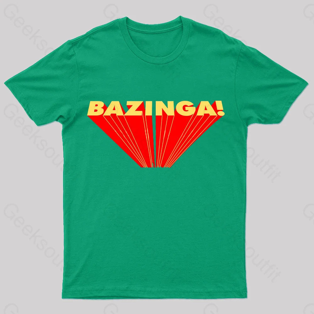 The Big Bang Theory Bazinga Geek T-Shirt Green / S